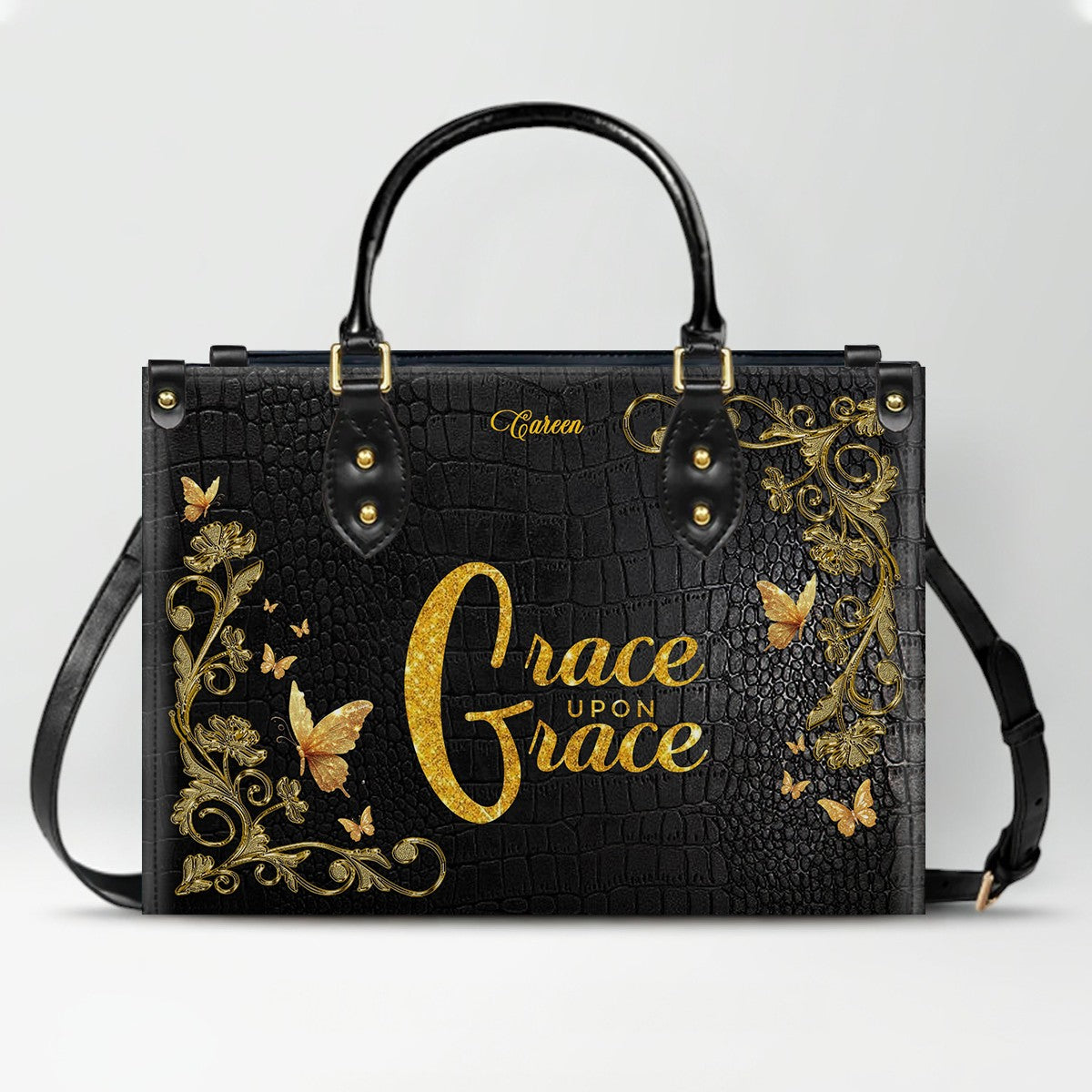 CHRISTIANARTBAG Personalized Leather Handbag & Wallet Set - Custom Name | Christian Gift | CHRISTIANARTBAG CAB014226
