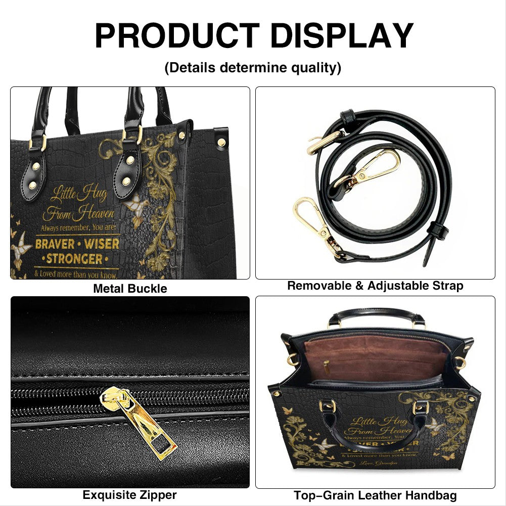 Personalized Leather Handbag – Little Hug From Heaven Memorial Gift | CHRISTIANARTBAG