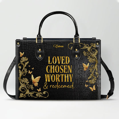 Personalized Leather Handbag for Women – Custom Name Christian Tote Bag with Bible Verse, Luxury Gift for Mom | CHRISTIANARTBAG CAB4326