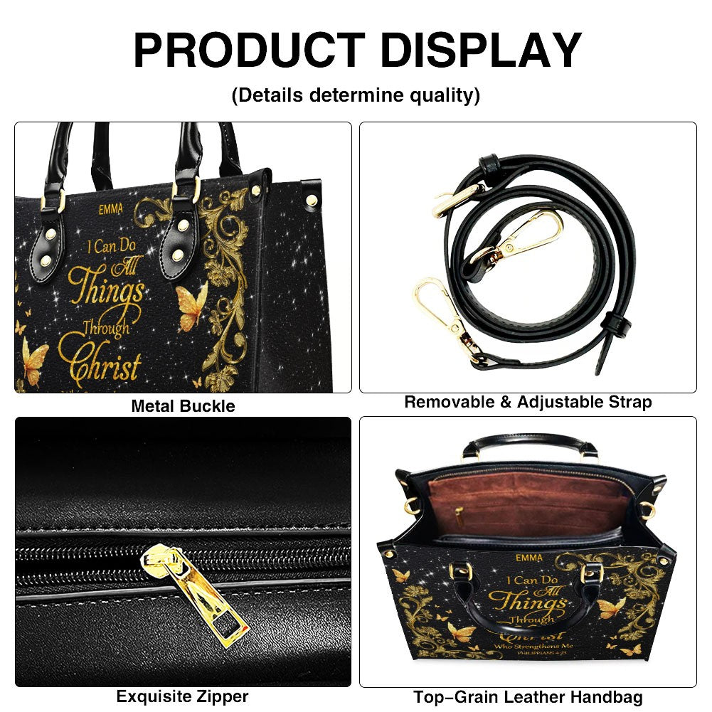 Personalized Christian Leather Handbag & Long Wallet Set | Custom Name & Bible Verse | ChristianArtBag CAB013126