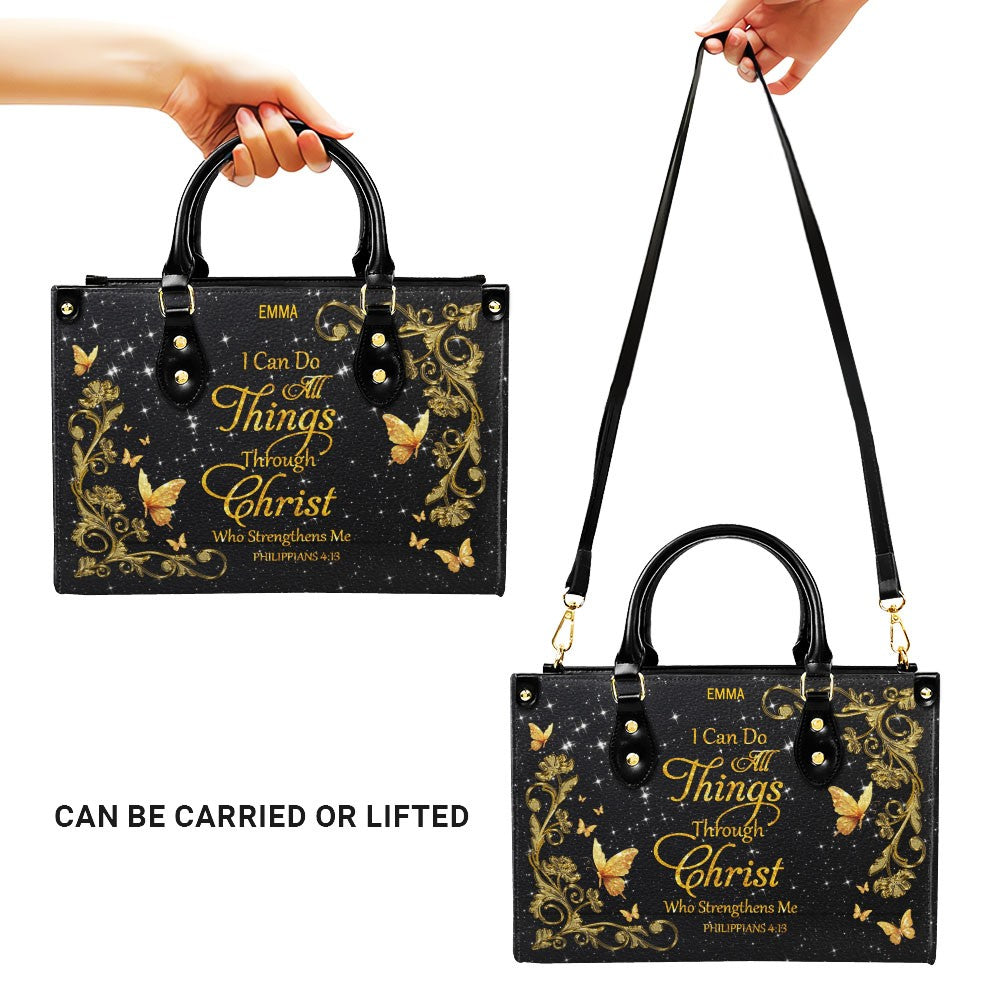 Personalized Christian Leather Handbag & Long Wallet Set | Custom Name & Bible Verse | ChristianArtBag CAB013126