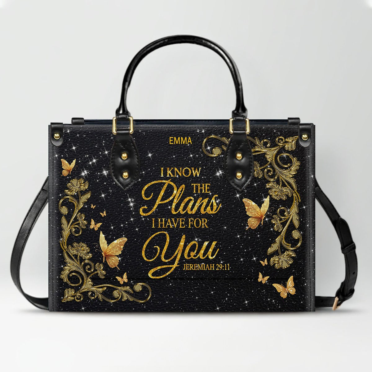 Personalized Christian Leather Handbag & Long Wallet Set | Custom Name & Bible Verse | ChristianArtBag CAB013126