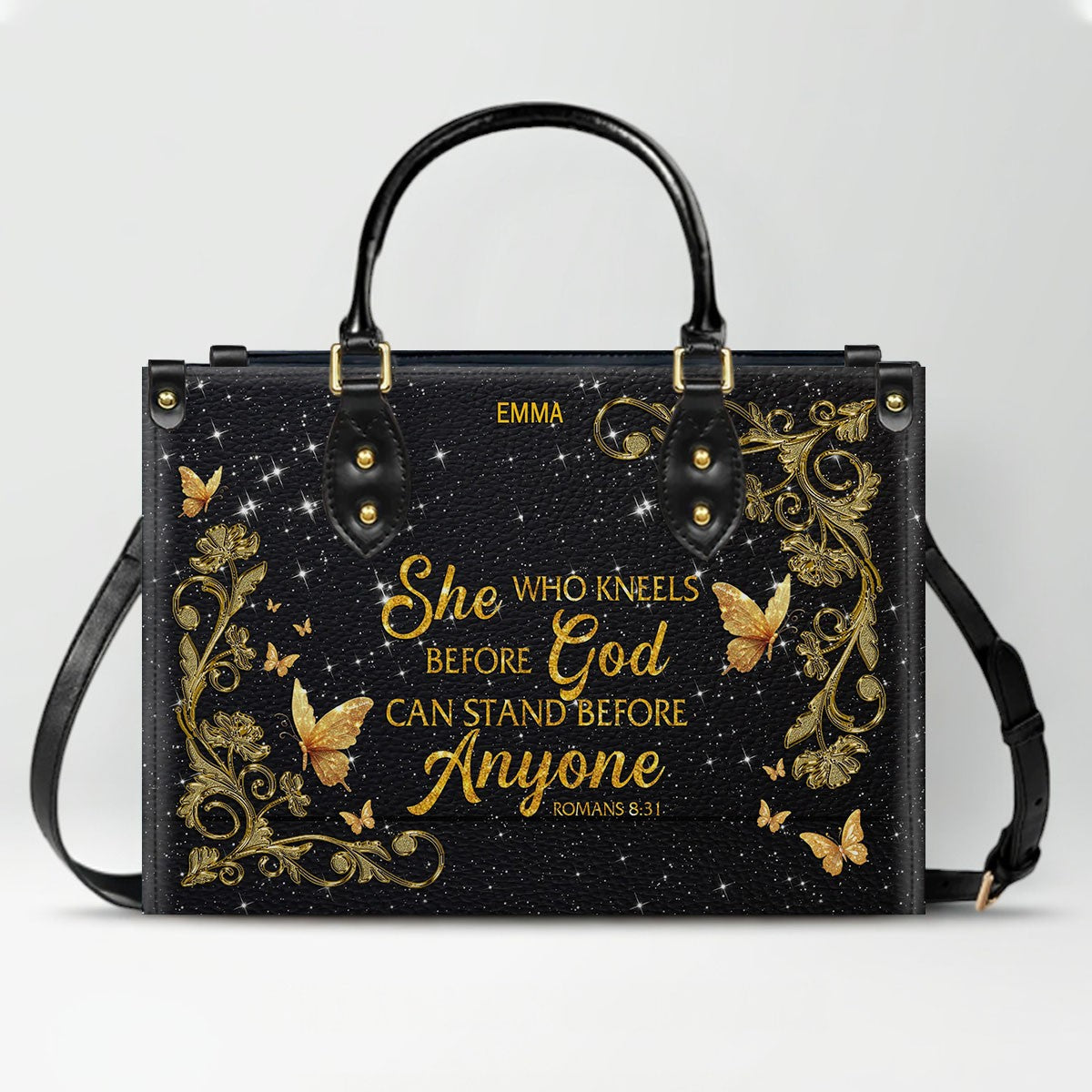 Personalized Christian Leather Handbag & Long Wallet Set | Custom Name & Bible Verse | ChristianArtBag CAB013126