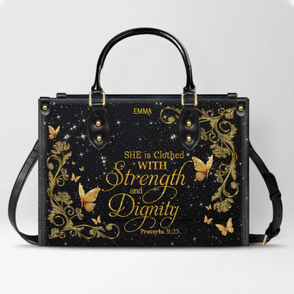 Personalized Christian Leather Handbag & Long Wallet Set | Custom Name & Bible Verse | ChristianArtBag CAB013126