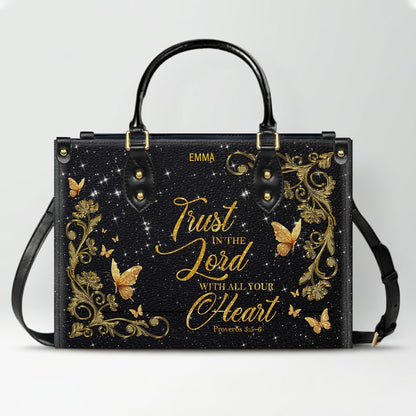 Personalized Christian Leather Handbag & Long Wallet Set | Custom Name & Bible Verse | ChristianArtBag CAB013126