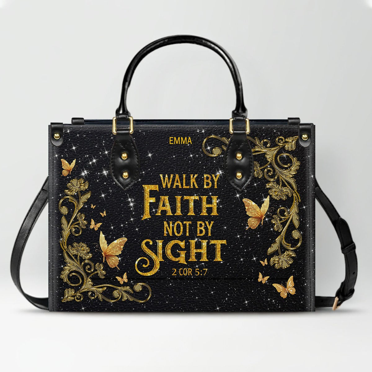 Personalized Christian Leather Handbag & Long Wallet Set | Custom Name & Bible Verse | ChristianArtBag CAB013126