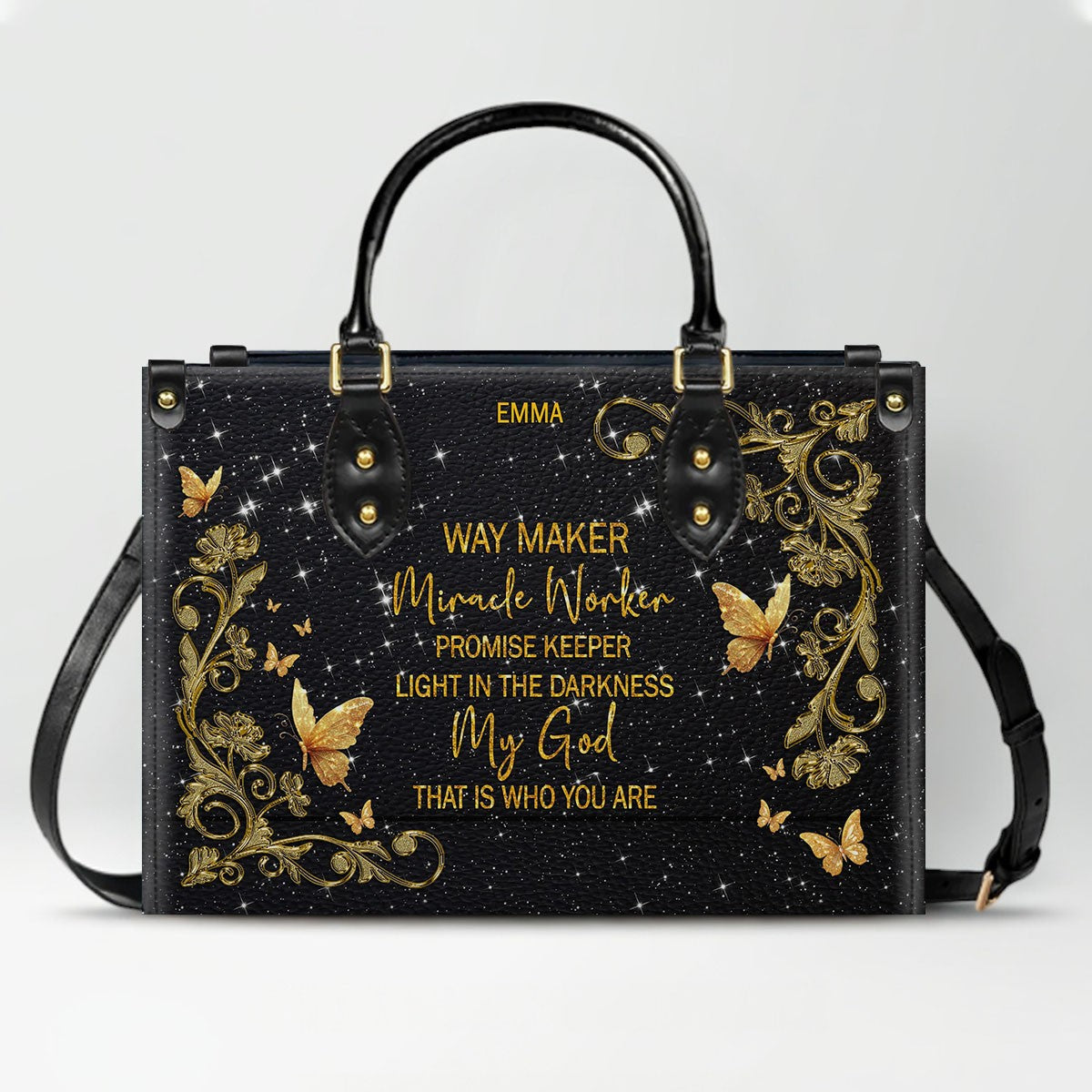 Personalized Christian Leather Handbag & Long Wallet Set | Custom Name & Bible Verse | ChristianArtBag CAB013126