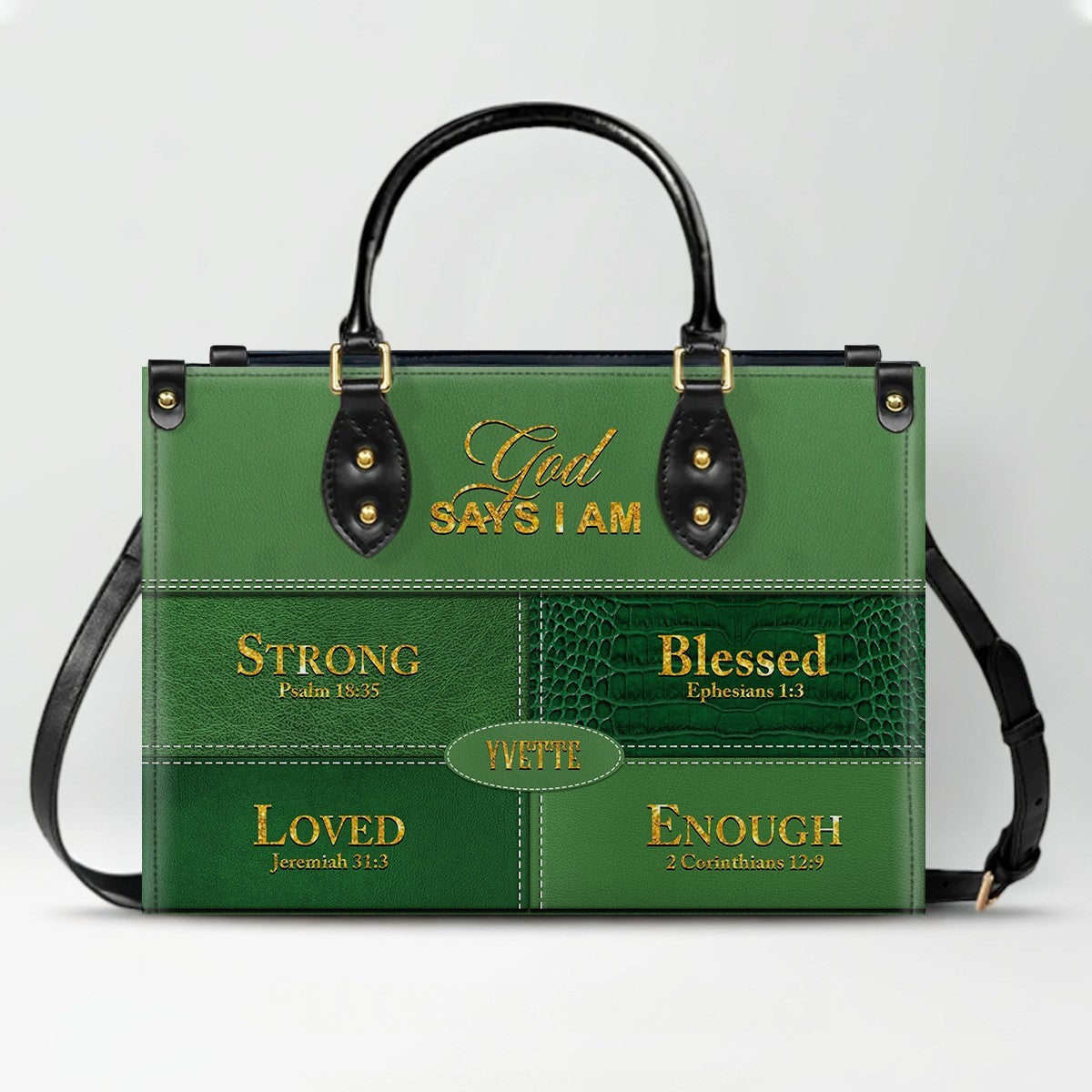 Personalized “God Says I Am” Leather Handbag for Christian Women – Custom Name & Color | CHRISTIANARTBAG 01122225