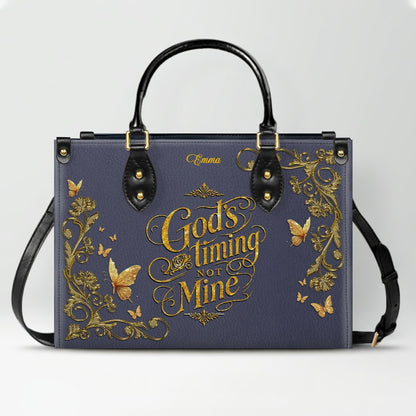 Personalized Leather Handbag Lavender for Women – Custom Name Christian Tote Bag with Bible Verse, Luxury Gift for Mom | CHRISTIANARTBAG CAB14426