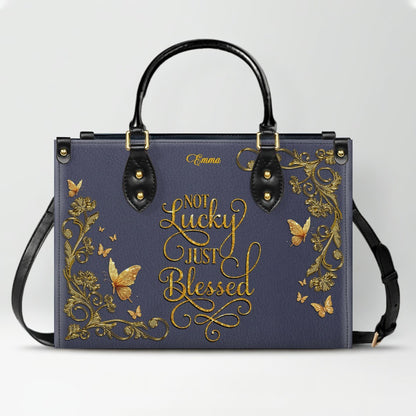 Personalized Leather Handbag for Women – Custom Name Christian Tote Bag with Bible Verse, Luxury Gift for Mom | CHRISTIANARTBAG CAB4326