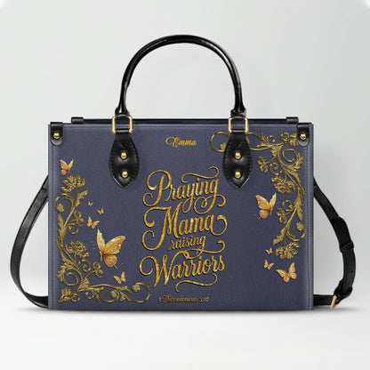 Personalized Leather Handbag for Women – Custom Name Christian Tote Bag with Bible Verse, Luxury Gift for Mom | CHRISTIANARTBAG CAB4326