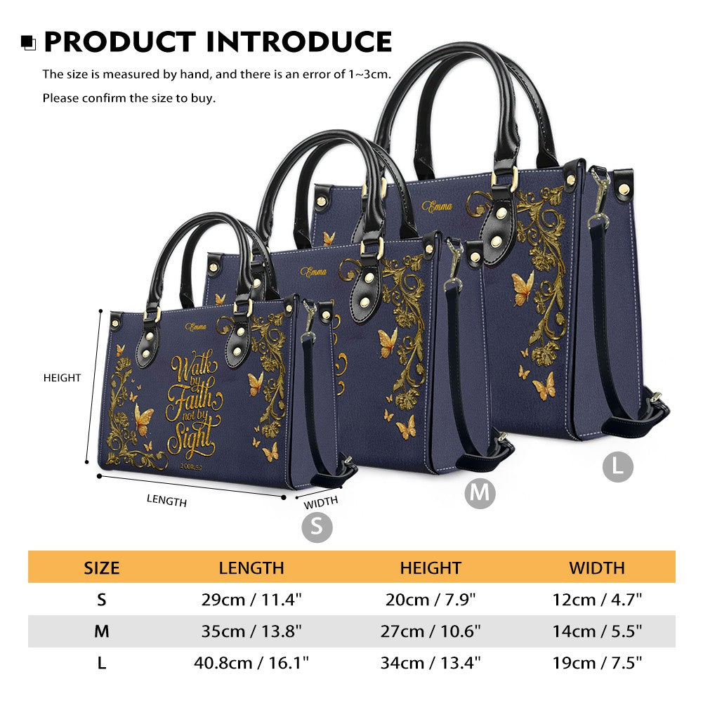 Personalized Leather Handbag Lavender for Women – Custom Name Christian Tote Bag with Bible Verse, Luxury Gift for Mom | CHRISTIANARTBAG CAB14426
