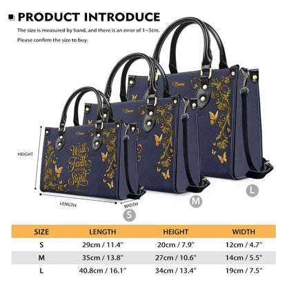 Personalized Leather Handbag Lavender for Women – Custom Name Christian Tote Bag with Bible Verse, Luxury Gift for Mom | CHRISTIANARTBAG CAB14426
