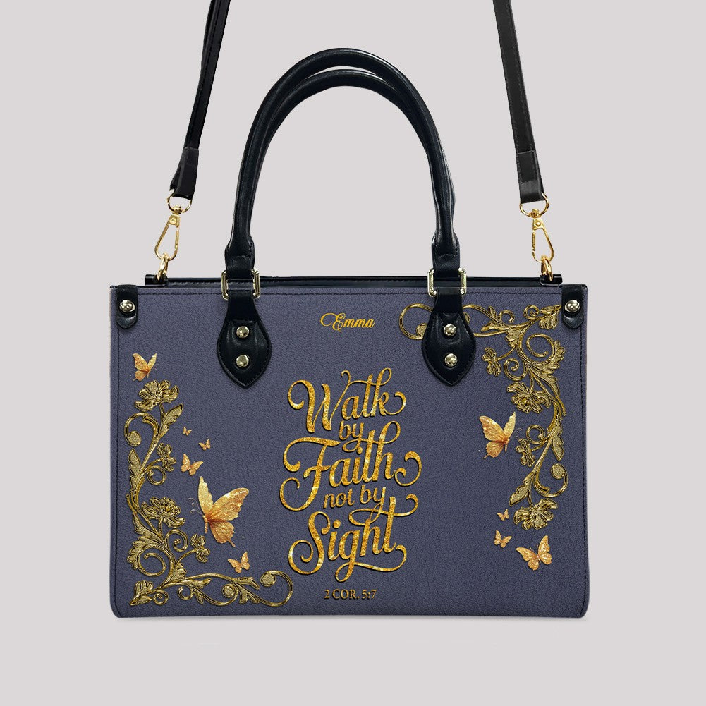 Personalized Leather Handbag Lavender for Women – Custom Name Christian Tote Bag with Bible Verse, Luxury Gift for Mom | CHRISTIANARTBAG CAB14426