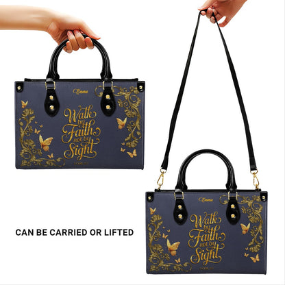 Personalized Leather Handbag Lavender for Women – Custom Name Christian Tote Bag with Bible Verse, Luxury Gift for Mom | CHRISTIANARTBAG CAB14426