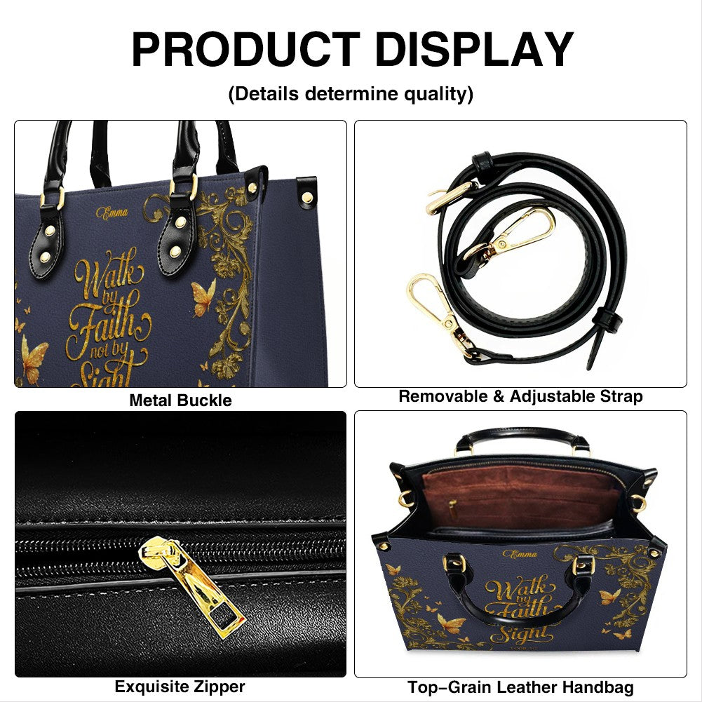 Personalized Leather Handbag Lavender for Women – Custom Name Christian Tote Bag with Bible Verse, Luxury Gift for Mom | CHRISTIANARTBAG CAB14426