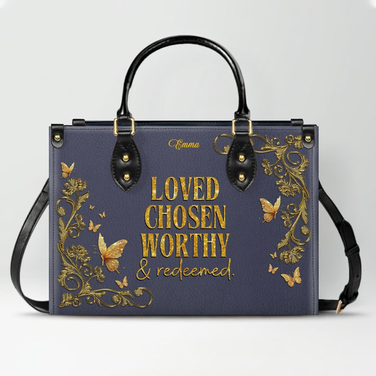 Personalized Leather Handbag for Women – Custom Name Christian Tote Bag with Bible Verse, Luxury Gift for Mom | CHRISTIANARTBAG CAB4326