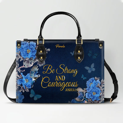 Personalized Christian Leather Handbag – Gold Navy Bible Verse Tote for Women | CHRISTIANARTBAG CAB01122325