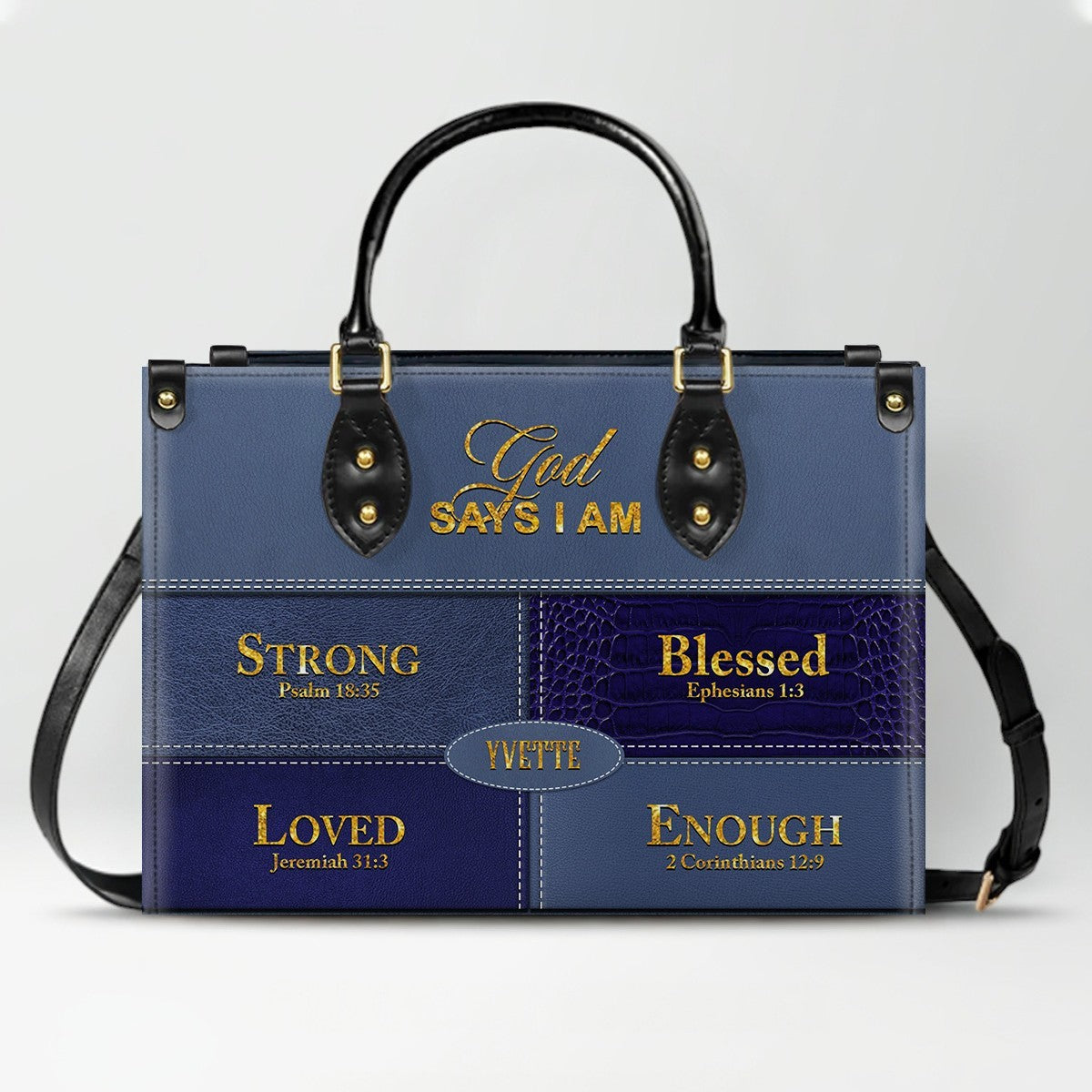 Personalized “God Says I Am” Leather Handbag for Christian Women – Custom Name & Color | CHRISTIANARTBAG 01122225