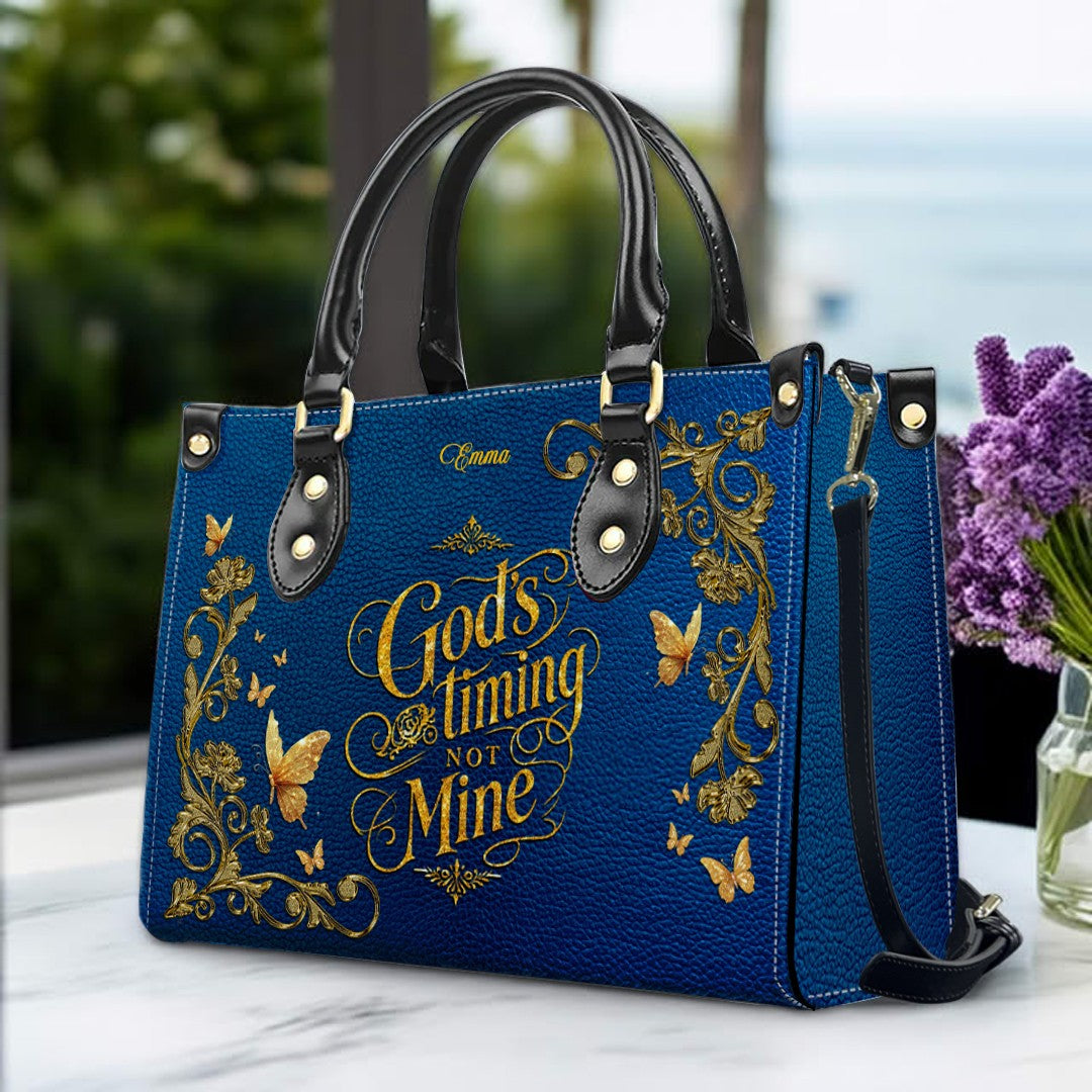 Personalized Leather Handbag for Women – Custom Name Christian Tote Bag with Bible Verse, Luxury Gift for Mom | CHRISTIANARTBAG CAB4326