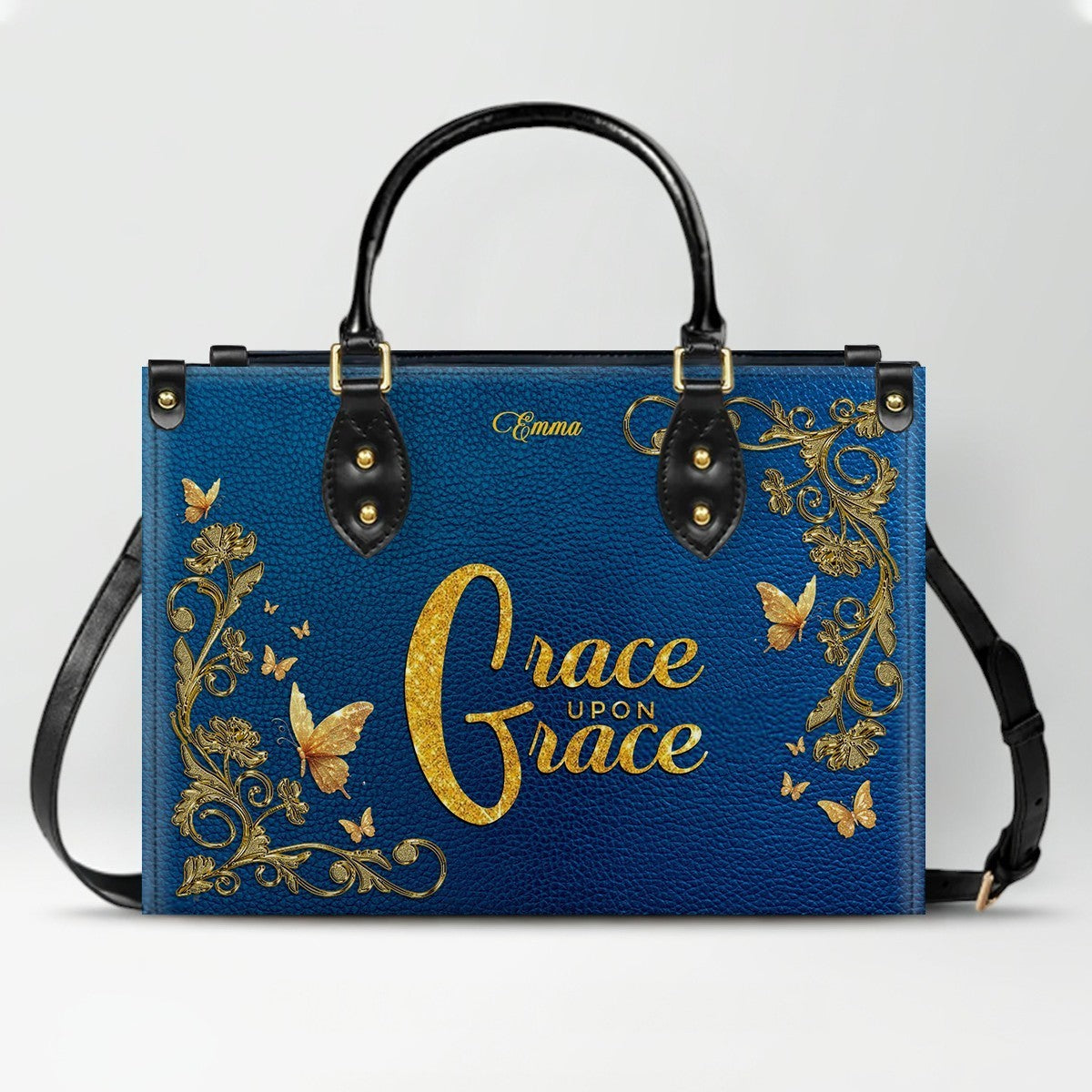 Personalized Leather Handbag for Women – Custom Name Christian Tote Bag with Bible Verse, Luxury Gift for Mom | CHRISTIANARTBAG CAB4326