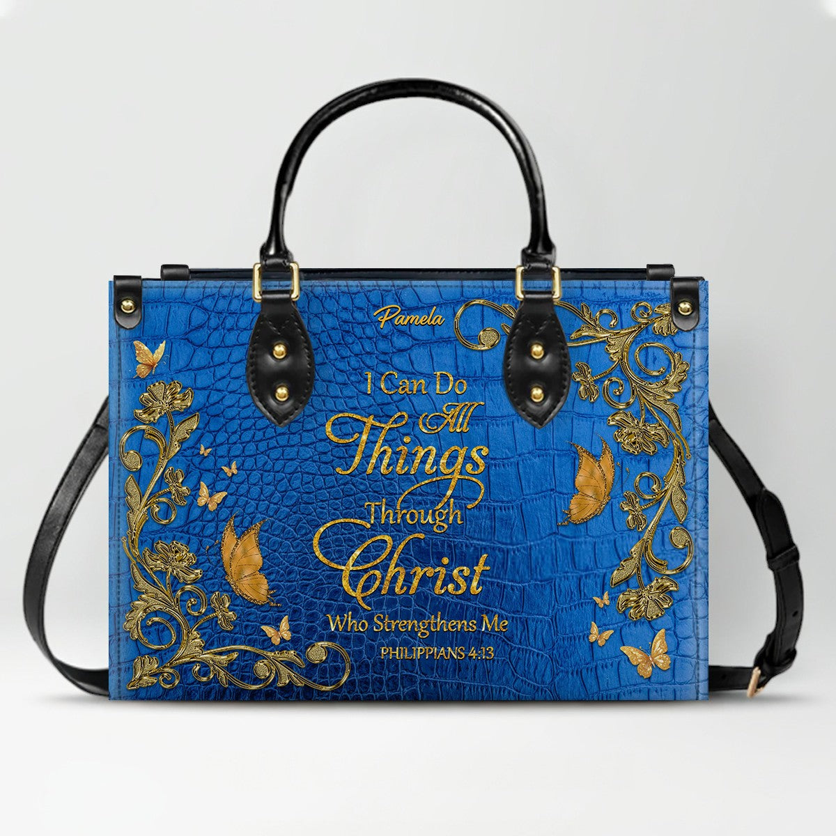 CHRISTIANARTBAG Handbags Albino Croc - Custom Bible Verses Name & Color - Personalized Leather Handbag - CABLTB04012226