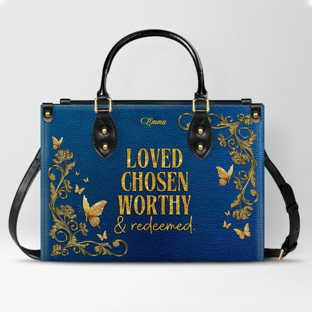 Personalized Leather Handbag for Women – Custom Name Christian Tote Bag with Bible Verse, Luxury Gift for Mom | CHRISTIANARTBAG CAB4326