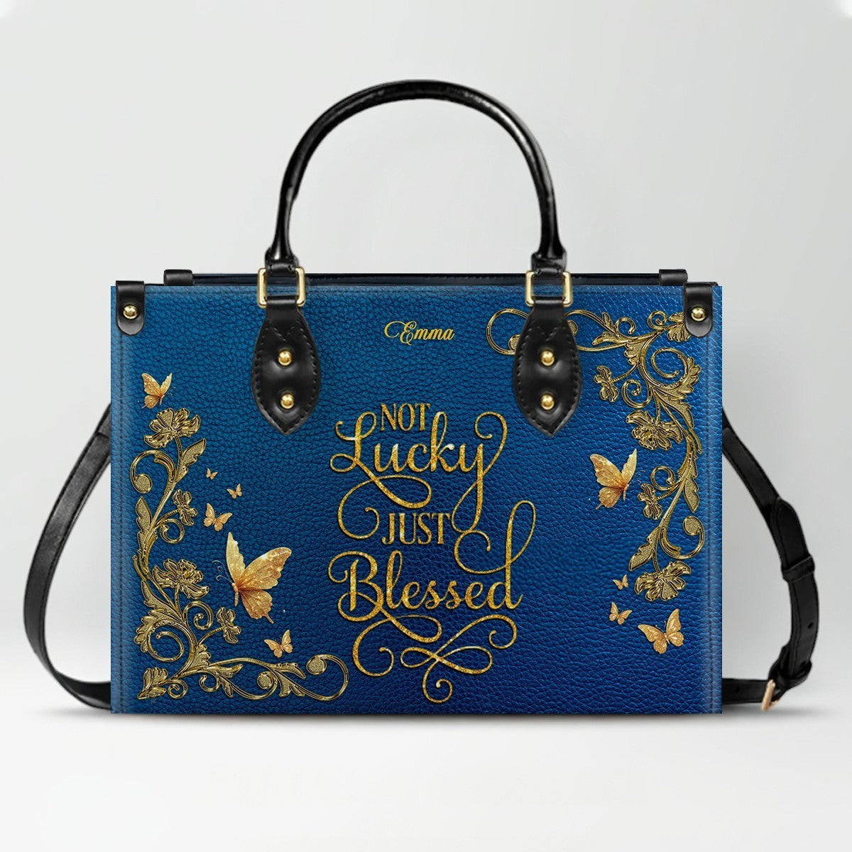 Personalized Leather Handbag for Women – Custom Name Christian Tote Bag with Bible Verse, Luxury Gift for Mom | CHRISTIANARTBAG CAB4326