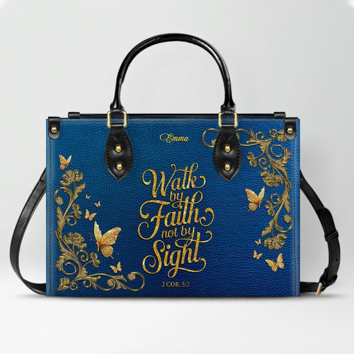 Personalized Leather Handbag for Women – Custom Name Christian Tote Bag with Bible Verse, Luxury Gift for Mom | CHRISTIANARTBAG CAB4326