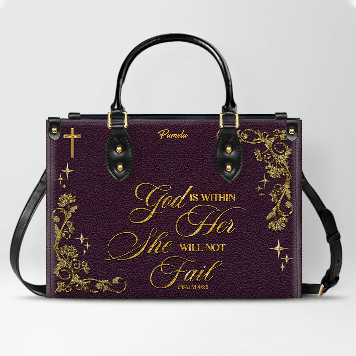 Personalized Leather Handbag & Long Wallet Set – Custom Name & Bible Verse | Elegant Christian Gift for Women