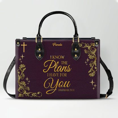 Personalized Leather Handbag & Long Wallet Set – Custom Name & Bible Verse | Elegant Christian Gift for Women