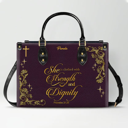 Personalized Leather Handbag & Long Wallet Set – Custom Name & Bible Verse | Elegant Christian Gift for Women