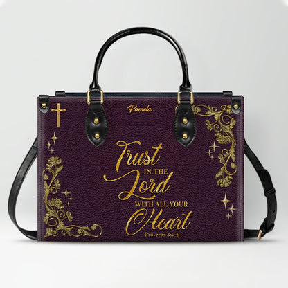 Personalized Leather Handbag & Long Wallet Set – Custom Name & Bible Verse | Elegant Christian Gift for Women