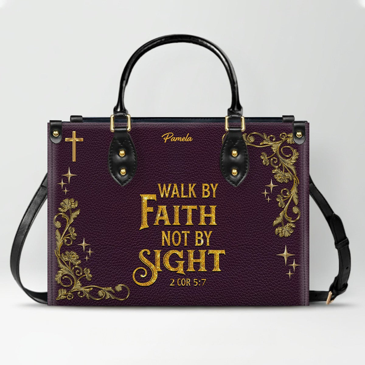 Personalized Leather Handbag & Long Wallet Set – Custom Name & Bible Verse | Elegant Christian Gift for Women