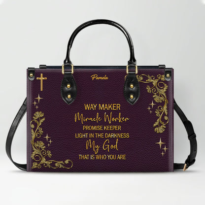 Personalized Leather Handbag & Long Wallet Set – Custom Name & Bible Verse | Elegant Christian Gift for Women
