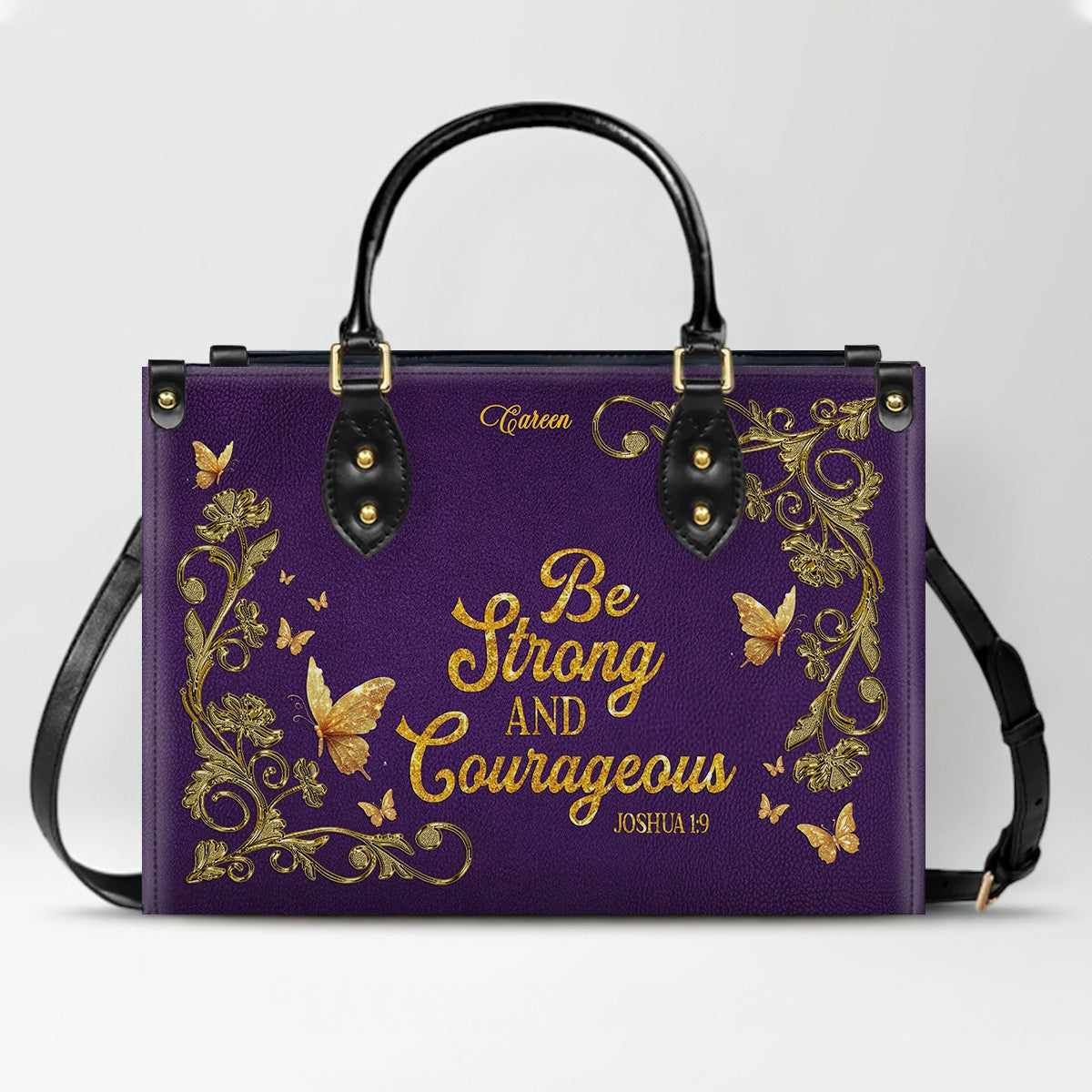 Personalized Leather Handbag with Custom Name & Bible Verse - Personalized Christian Leather Handbag & Wallet Set | CHRISTIANARTBAG™ CAB01012626