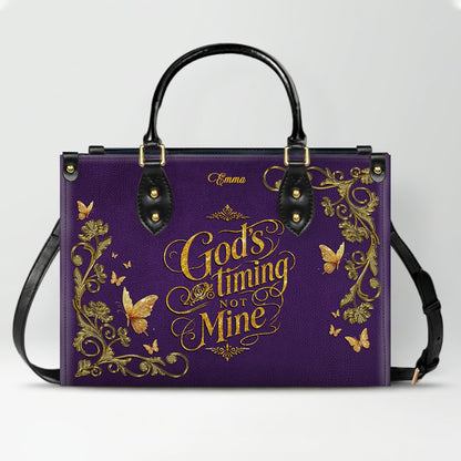 Personalized Leather Handbag Lavender for Women – Custom Name Christian Tote Bag with Bible Verse, Luxury Gift for Mom | CHRISTIANARTBAG CAB14426