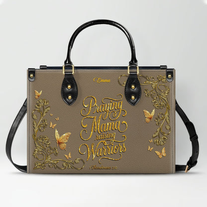 Personalized Leather Handbag for Women – Custom Name Christian Tote Bag with Bible Verse, Luxury Gift for Mom | CHRISTIANARTBAG CAB4326