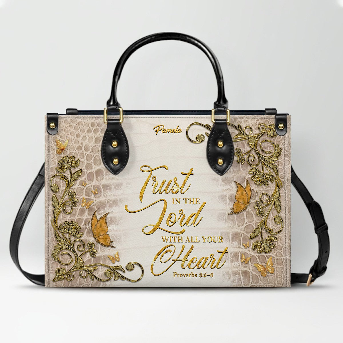 CHRISTIANARTBAG Handbags Albino Croc - Custom Bible Verses Name & Color - Personalized Leather Handbag - CABLTB04012226