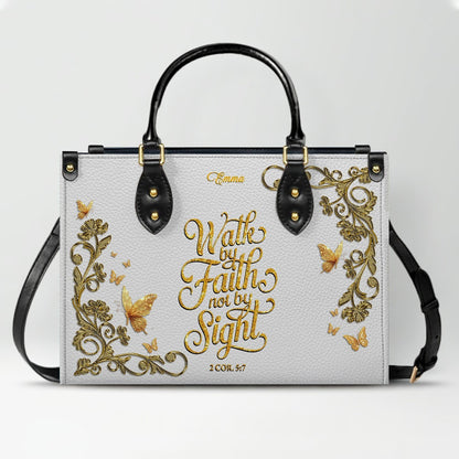 Personalized Leather Handbag for Women – Custom Name Christian Tote Bag with Bible Verse, Luxury Gift for Mom | CHRISTIANARTBAG CAB4326