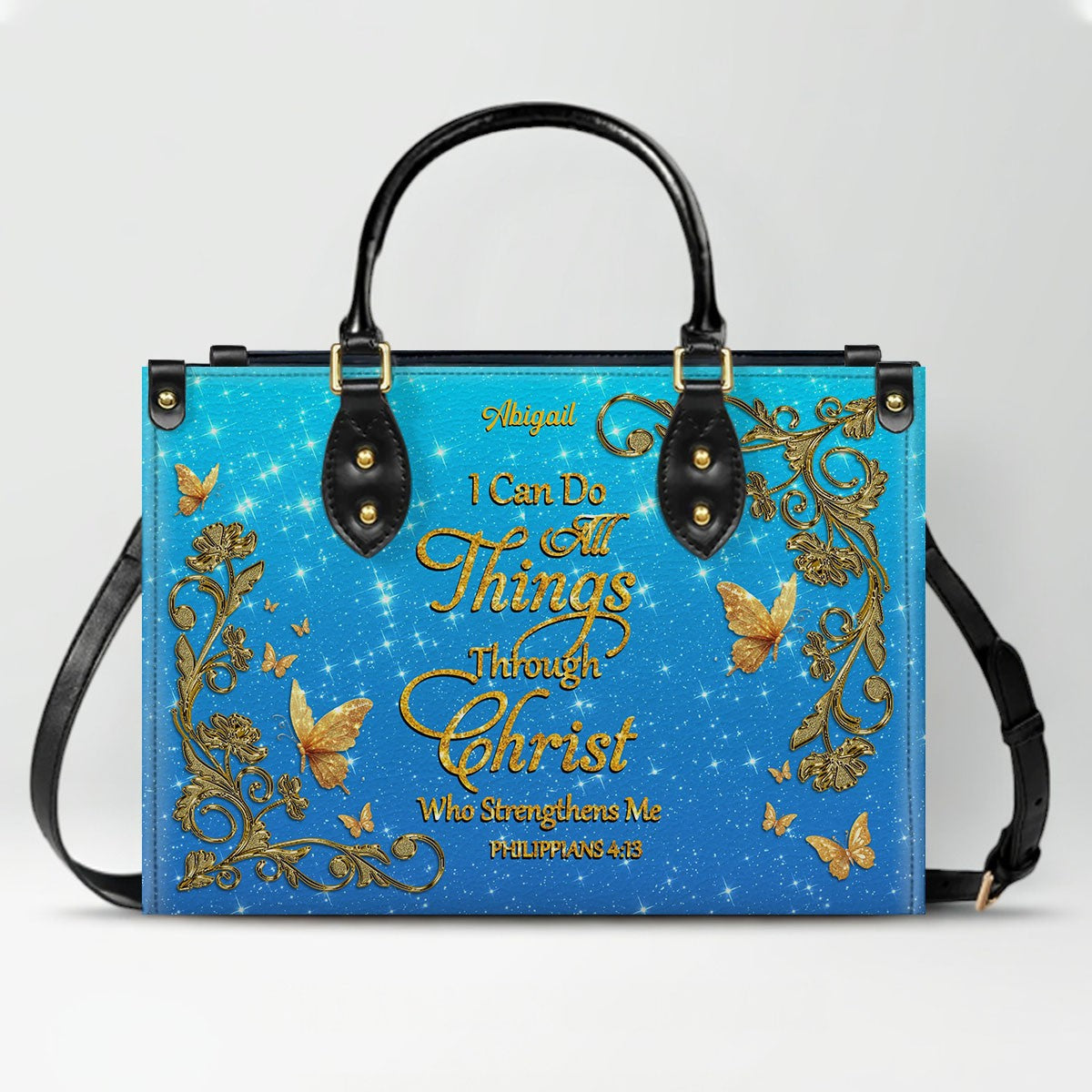 Personalized Christian Leather Handbag Set – Bible Verse Tote Bag & Matching Wallet for Women | Custom Name Gift CAB06030226