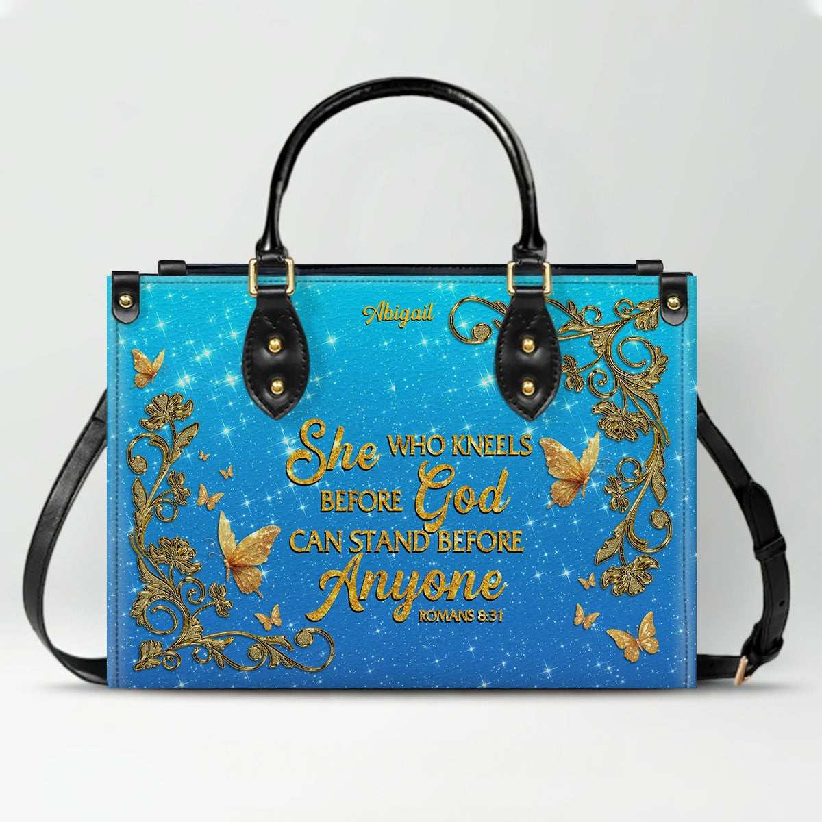 Personalized Christian Leather Handbag Set – Bible Verse Tote Bag & Matching Wallet for Women | Custom Name Gift CAB06030226