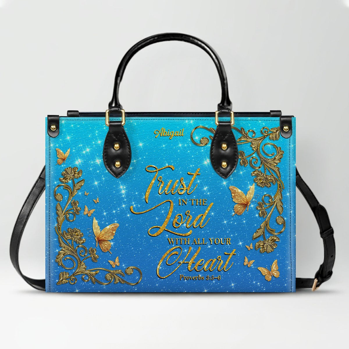 Personalized Christian Leather Handbag Set – Bible Verse Tote Bag & Matching Wallet for Women | Custom Name Gift CAB06030226