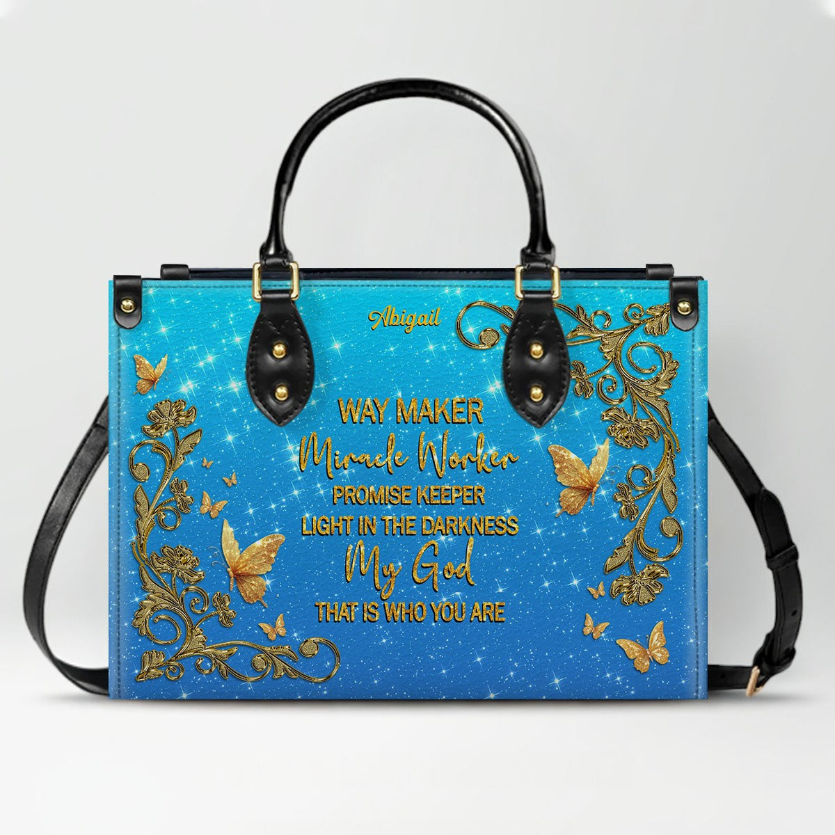 Personalized Christian Leather Handbag Set – Bible Verse Tote Bag & Matching Wallet for Women | Custom Name Gift CAB06030226