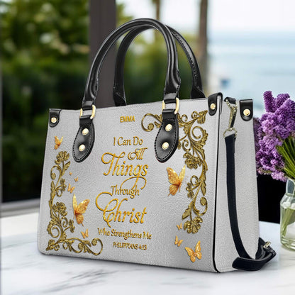 CHRISTIANARTBAG Personalized Leather Handbag & Long Wallet Set – Custom Name & Bible Verse Christian Purse Gift for Women - CAB01030226