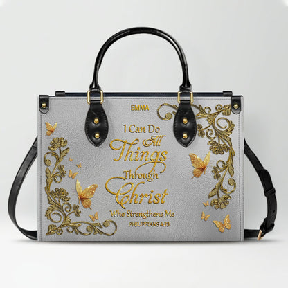 "I Can Do All Things" Inspirational Leather Bag & Wallet Set | CHRISTIANARTBAG™ CAB01042326