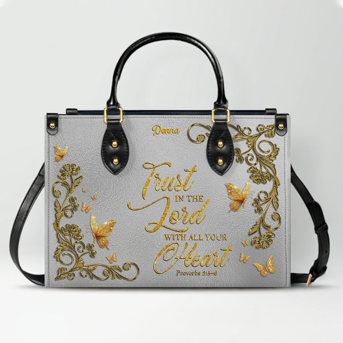 CHRISTIANARTBAG Personalized Leather Handbag & Long Wallet Set – Custom Name & Bible Verse Christian Purse Gift for Women - CAB01030226