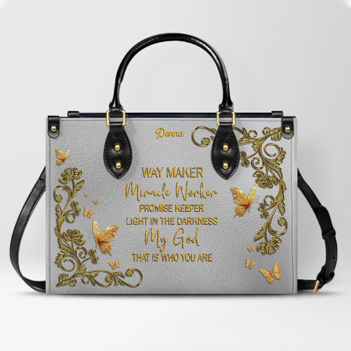CHRISTIANARTBAG Personalized Leather Handbag & Long Wallet Set – Custom Name & Bible Verse Christian Purse Gift for Women - CAB01030226