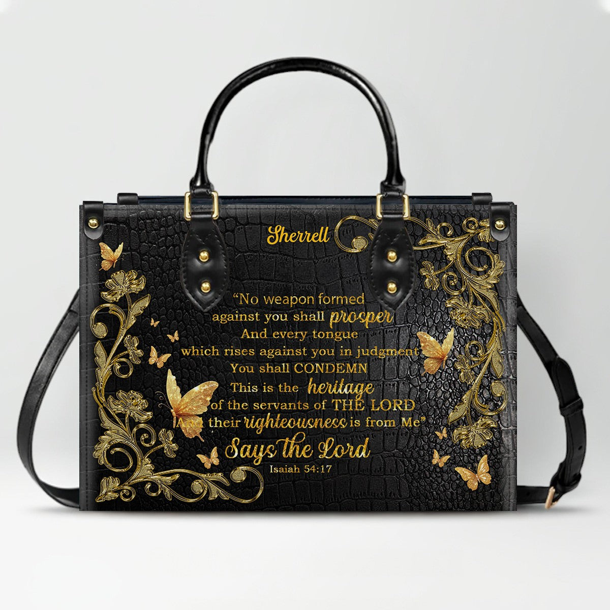Personalized Leather Handbag with Custom Name & Bible Verse - Personalized Christian Leather Handbag & Wallet Set | CHRISTIANARTBAG™