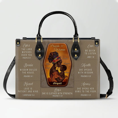 Personalized Proverbs 31 Woman Leather Handbag | ChristianArtBag Custom Faith-Based Purse